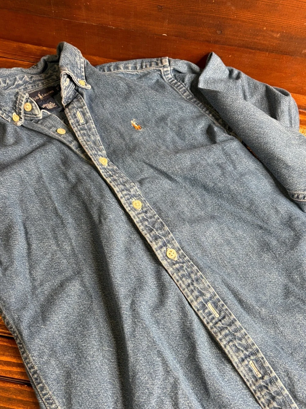 Vintage Ralph Lauren Denim Button Down Shirt Size Small Youth
